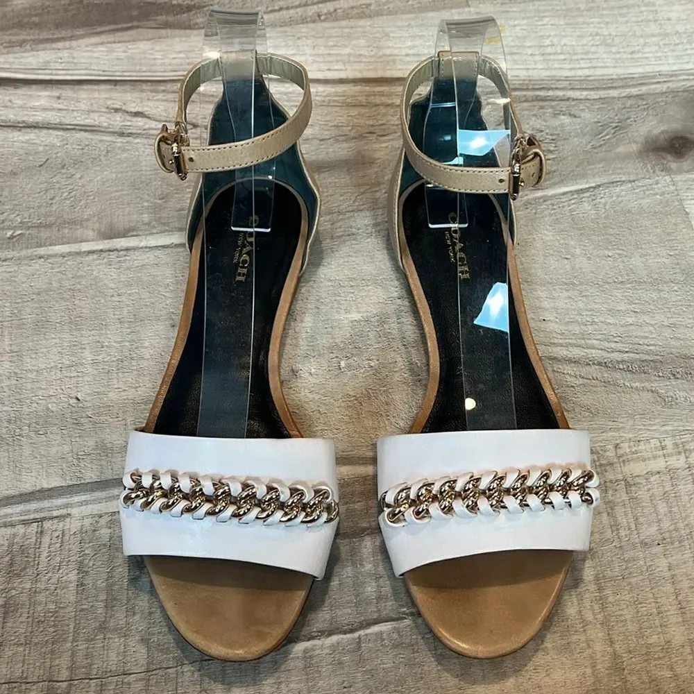 Coach Seabreeze Leather Ankle Strap Sandal w/chain size 7